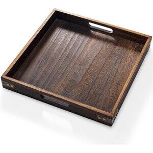 Wood serving tray with handles square decorative coffee table ottoman kitchen tr